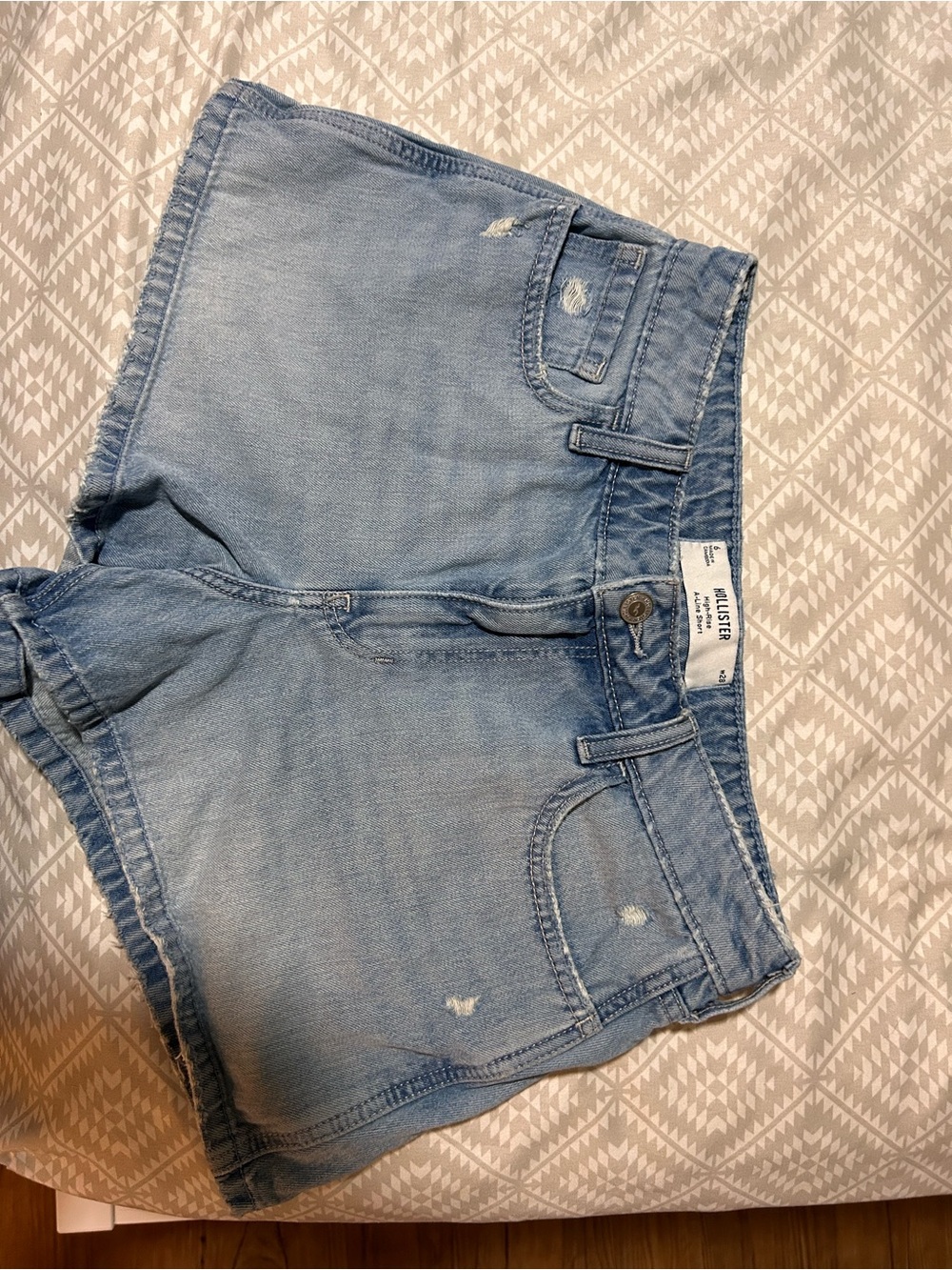 Hollister Light Wash Distressed Denim Shorts